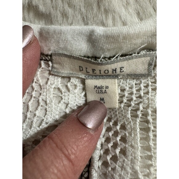 Pleione Womens Ivory Top Lace Doily Crochet Short Sleeve Blouse Size M Sheer - Picture 5 of 7